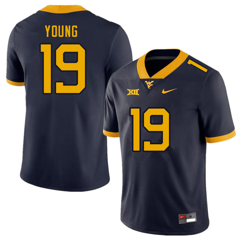 Men #19 Scottie Young West Virginia Mountaineers College Football Jerseys Sale-Navy